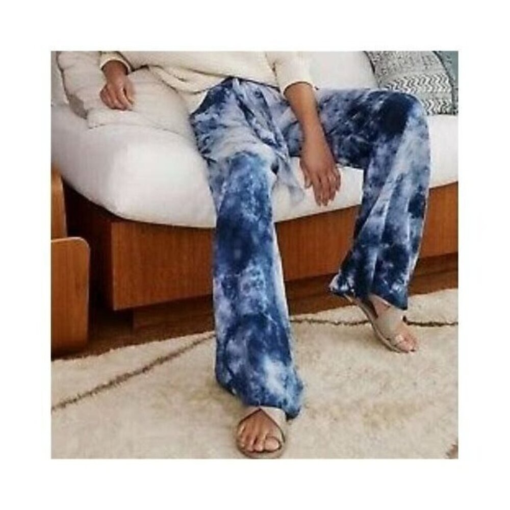 Cloth & Stone Blue Tie Dye Venice Wide Leg Pants W/ Belt, Size XS, NWT!